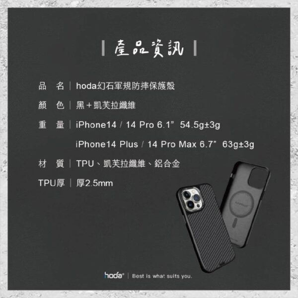 【hoda】MagSafe 幻石凱芙拉纖維保護殼 iPhone 14 系列