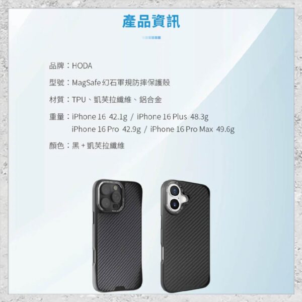 hoda-iPhone周邊-96.jpg 【hoda】MAGSAFE幻石凱芙拉纖維保護殼 for iPhone16系列